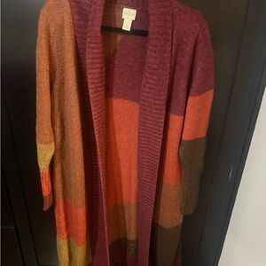 Chico's Colorblock Cardigan in Warm Tones